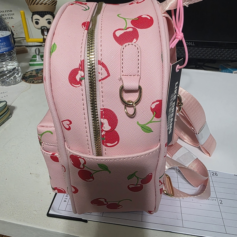 Pink Cherry Print Backpack NWT - image 2